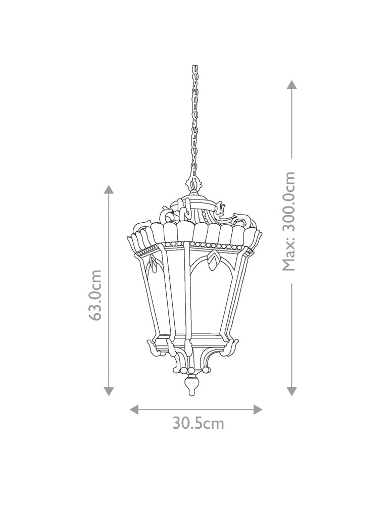 Lampy zewnętrzne wiszące - Elstead Lighting Bardzo duża latarnia wisząca Tournai - 3 źródła światła IP44 KL-TOURNAI8-XL - product kolory-swiatla.pl 4