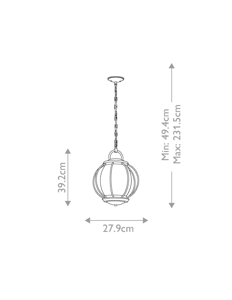 Elstead Lighting Średnia latarnia wisząca Vandalia - 1 źródło światła IP44 KL-VANDALIA8-M