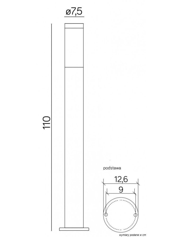Lampy ogrodowe stojące - SU-MA Inox Czarny ST022-1100 BL Stojąca - product kolory-swiatla.pl 2