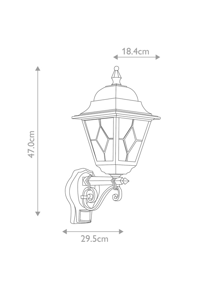 Elstead Lighting Latarnia naścienna z czujnikiem PIR Norfolk - 1 źródło światła IP44 NR1-PIR-BLACK