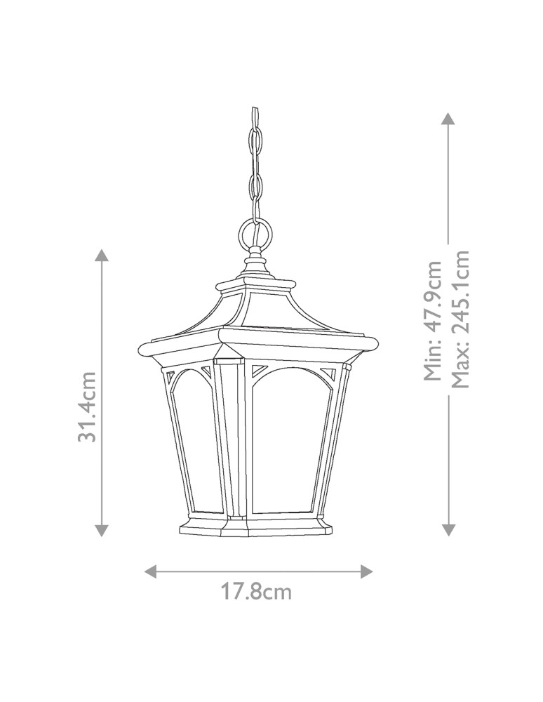 Elstead Lighting Mała latarnia wisząca Bedford - 1 źródło światła IP44 QZ-BEDFORD8-S Elstead Lighting Mała latarnia wisząca Bedford - 1 źródło światła IP44 QZ-BEDFORD8-S