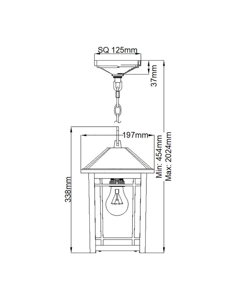 Elstead Lighting Średnia latarnia wisząca Cedar Point - 1 źródło światła IP44 QZ-CEDAR-POINT8-M-BK Elstead Lighting Średnia latarnia wisząca Cedar Point - 1 źródło światła IP44 QZ-CEDAR-POINT8-M-BK