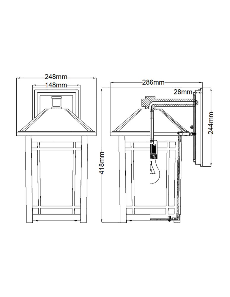 Elstead Lighting Duża latarnia naścienna Cedar Point - 1 źródło światła IP44 QZ-CEDAR-POINT-L-BK