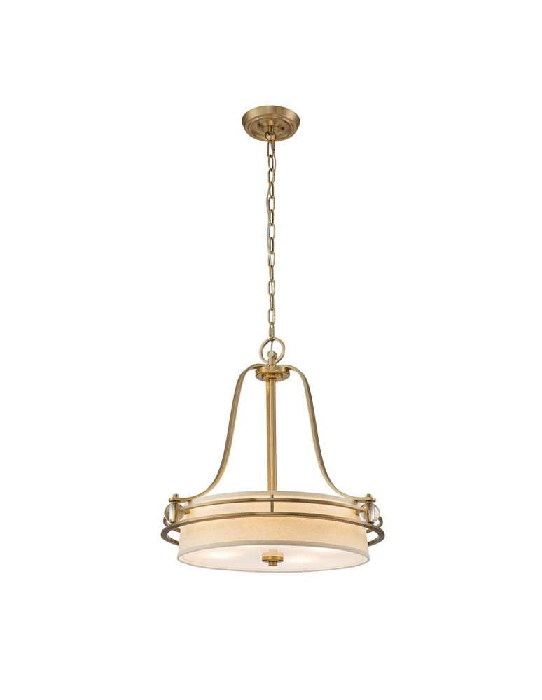 Elstead Lighting Lampa wisząca Gotham - 4 źródła światła - Szczotkowany mosiądz QZ-GOTHAM-P-BB