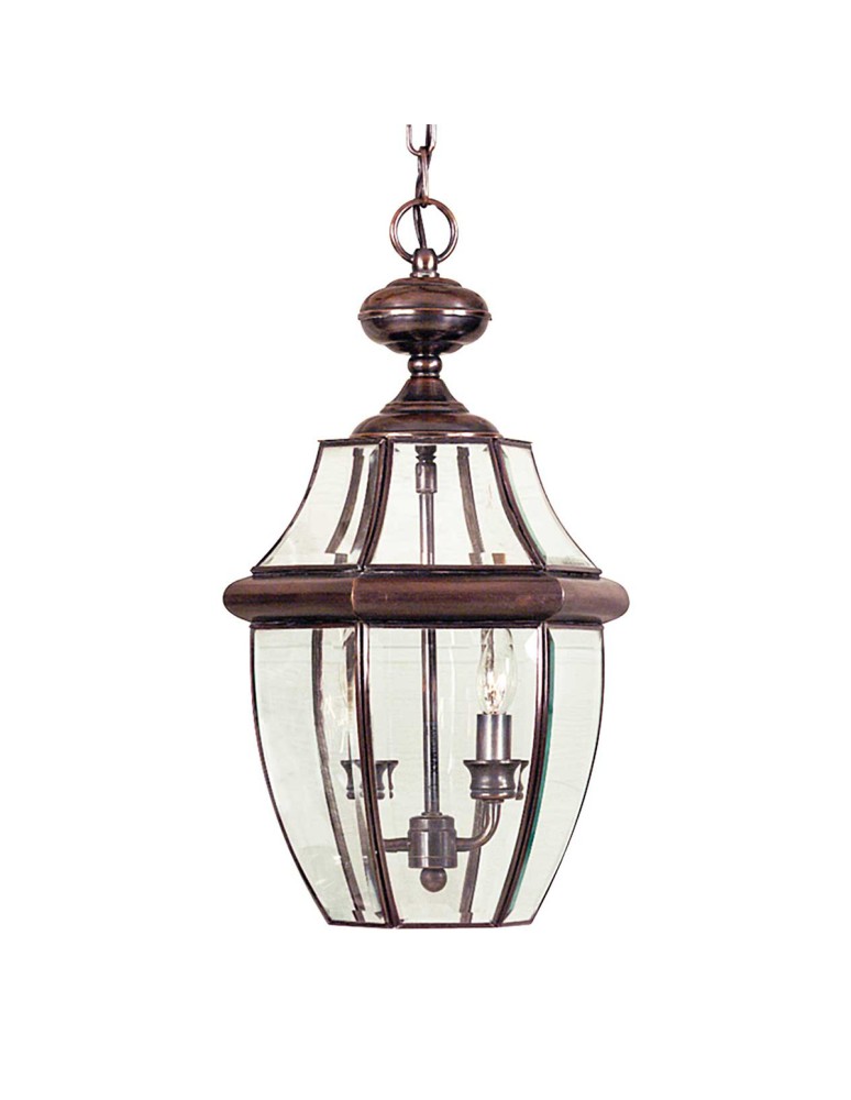 Elstead Lighting Duża latarnia wisząca Newbury - 2 źródła światła - Lakierowana postarzana miedź IP23 QZ-NEWBURY8-L-AC