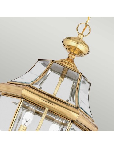 Elstead Lighting Duża latarnia wisząca Newbury - 2 źródła światła - Lakierowany polerowany mosiądz IP23 QZ-NEWBURY8-L-PB - produkt 2