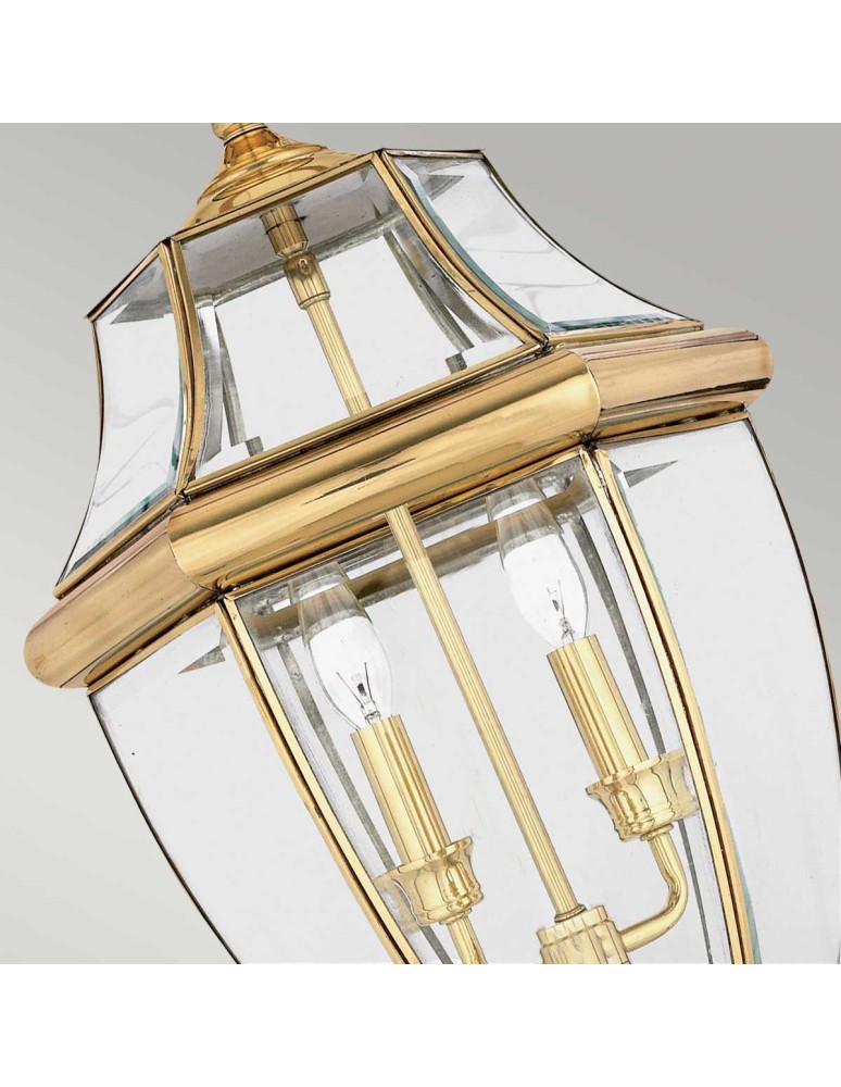 Elstead Lighting Duża latarnia wisząca Newbury - 2 źródła światła - Lakierowany polerowany mosiądz IP23 QZ-NEWBURY8-L-PB