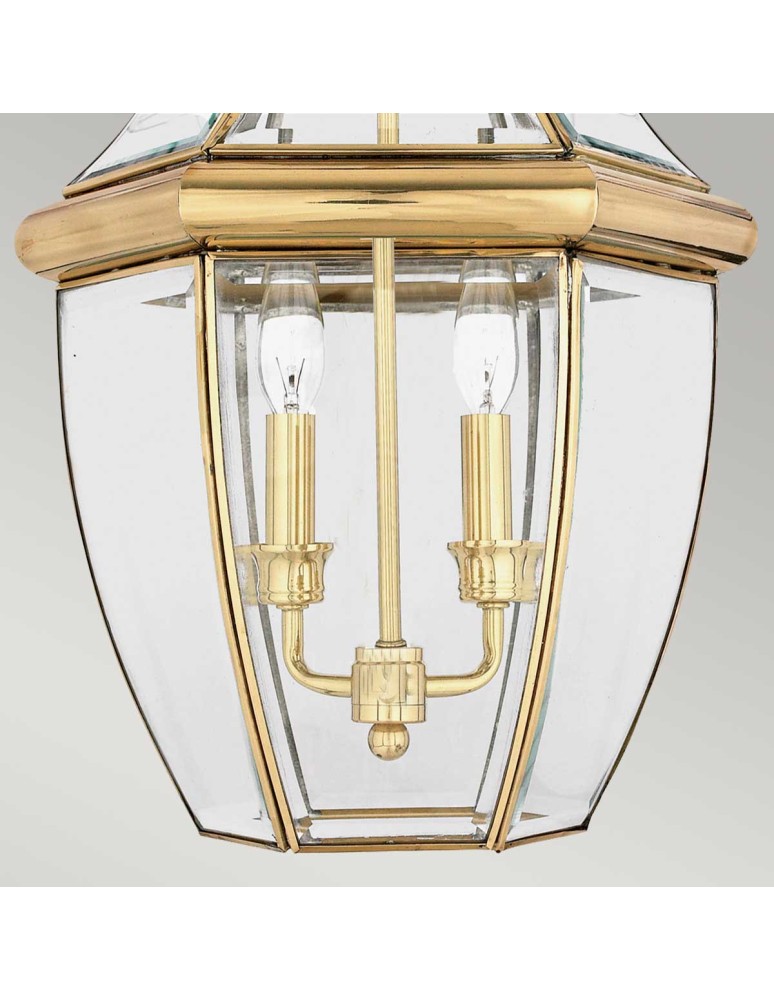 Elstead Lighting Duża latarnia wisząca Newbury - 2 źródła światła - Lakierowany polerowany mosiądz IP23 QZ-NEWBURY8-L-PB