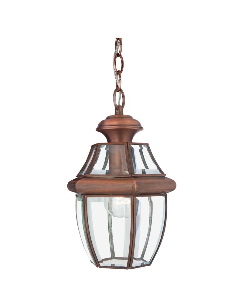 Elstead Lighting Średnia latarnia wisząca Newbury - 1 źródło światła - Lakierowana postarzana miedź IP23 QZ-NEWBURY8-M-A