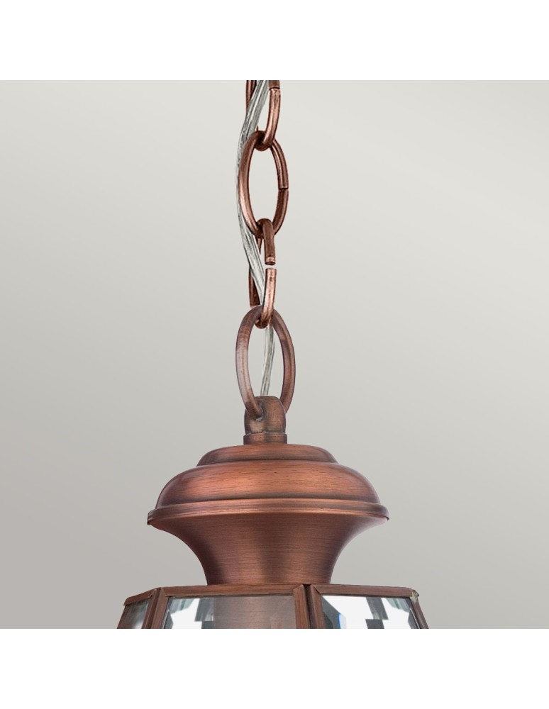 Elstead Lighting Średnia latarnia wisząca Newbury - 1 źródło światła - Lakierowana postarzana miedź IP23 QZ-NEWBURY8-M-A
