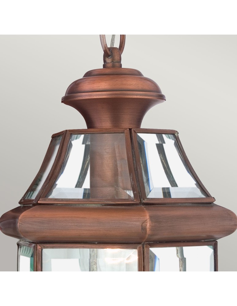 Elstead Lighting Średnia latarnia wisząca Newbury - 1 źródło światła - Lakierowana postarzana miedź IP23 QZ-NEWBURY8-M-A