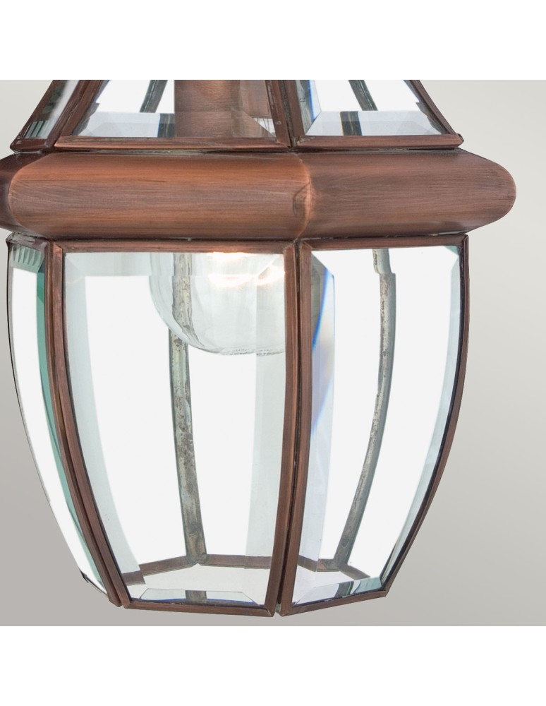 Elstead Lighting Średnia latarnia wisząca Newbury - 1 źródło światła - Lakierowana postarzana miedź IP23 QZ-NEWBURY8-M-A