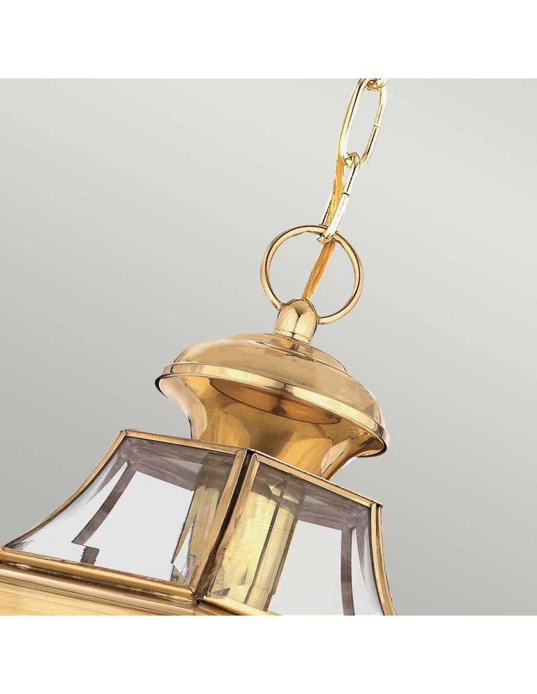 Elstead Lighting Średnia latarnia wisząca Newbury - 1 źródło światła - Lakierowany polerowany mosiądz IP23 QZ-NEWBURY8-M Elstead Lighting Średnia latarnia wisząca Newbury - 1 źródło światła - Lakierowany polerowany mosiądz IP23 QZ-NEWBURY8-M