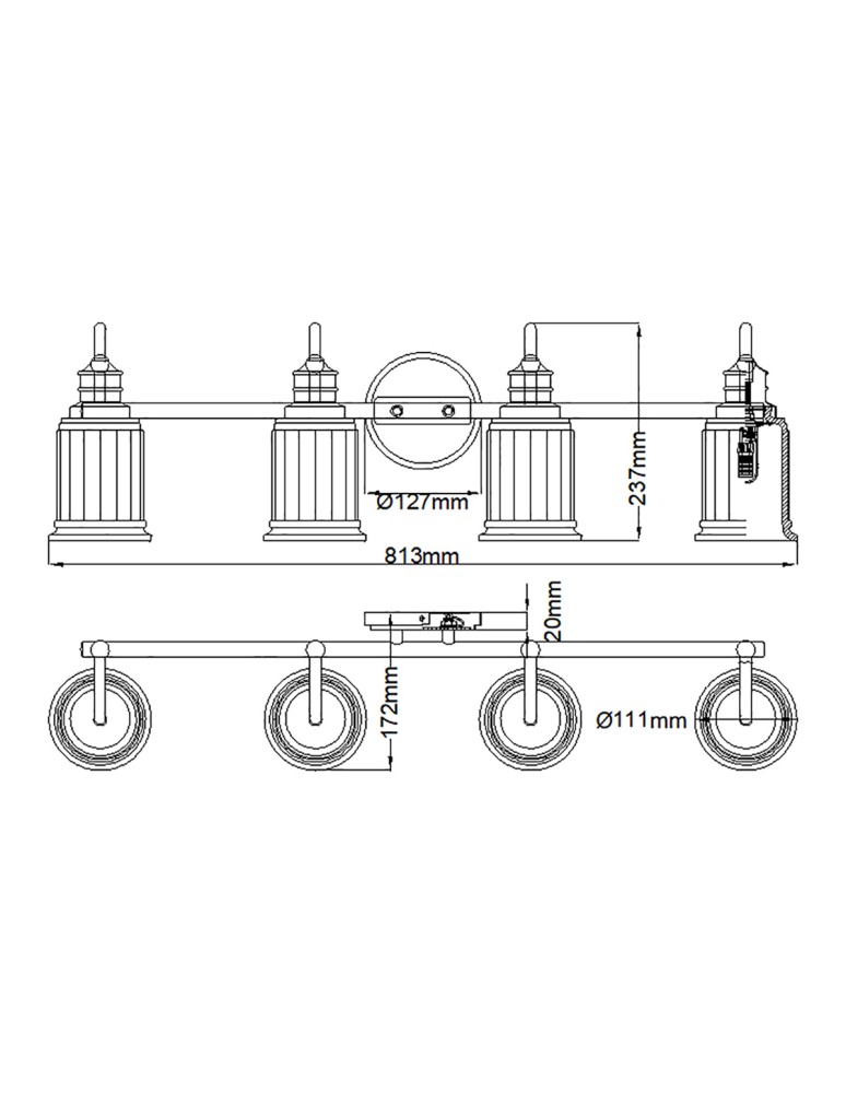 Elstead Lighting Kinkiet Swell - 4 źródła światła - Szczotkowany mosiądz IP44 QZ-SWELL4-BB-BATH Elstead Lighting Kinkiet Swell - 4 źródła światła - Szczotkowany mosiądz IP44 QZ-SWELL4-BB-BATH