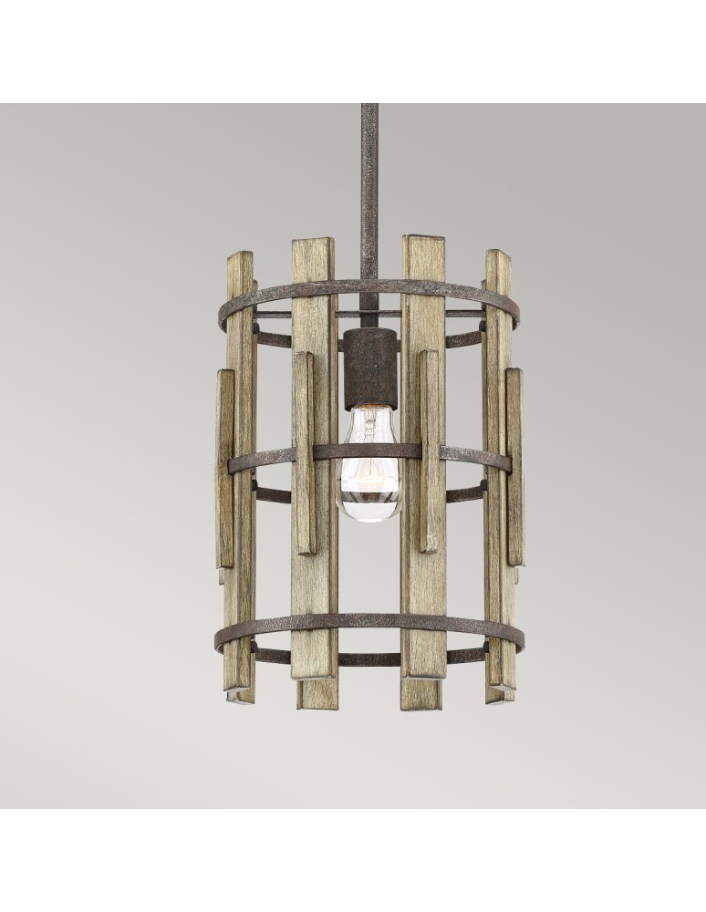 Elstead Lighting Mała lampa wisząca Wood Hollow - 1 źródło światła QZ-WOOD-HOLLOW-MP Elstead Lighting Mała lampa wisząca Wood Hollow - 1 źródło światła QZ-WOOD-HOLLOW-MP