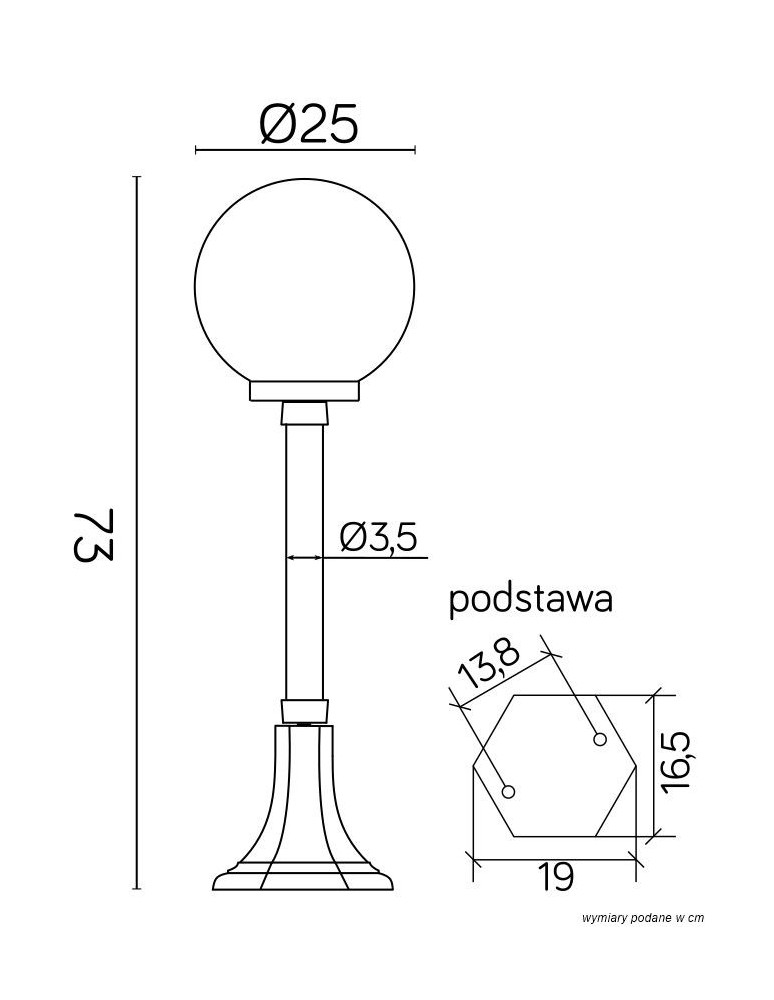 Lampy ogrodowe stojące - SU-MA Kule Classic 73 cm K 5002/3/KP 250 Stojąca - product kolory-swiatla.pl 3