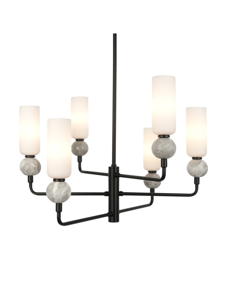 Żyrandole 6 punktowe - ITALUX Santos Wisząca Żyrandol G9 40W Czarny mat PND-95331-6-BK - product kolory-swiatla.pl 2