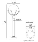 Lampy ogrodowe stojące - SU-MA Kule z koszykiem 250 (90 cm) K 5002/2/KPO 250 Stojąca - produkt 8