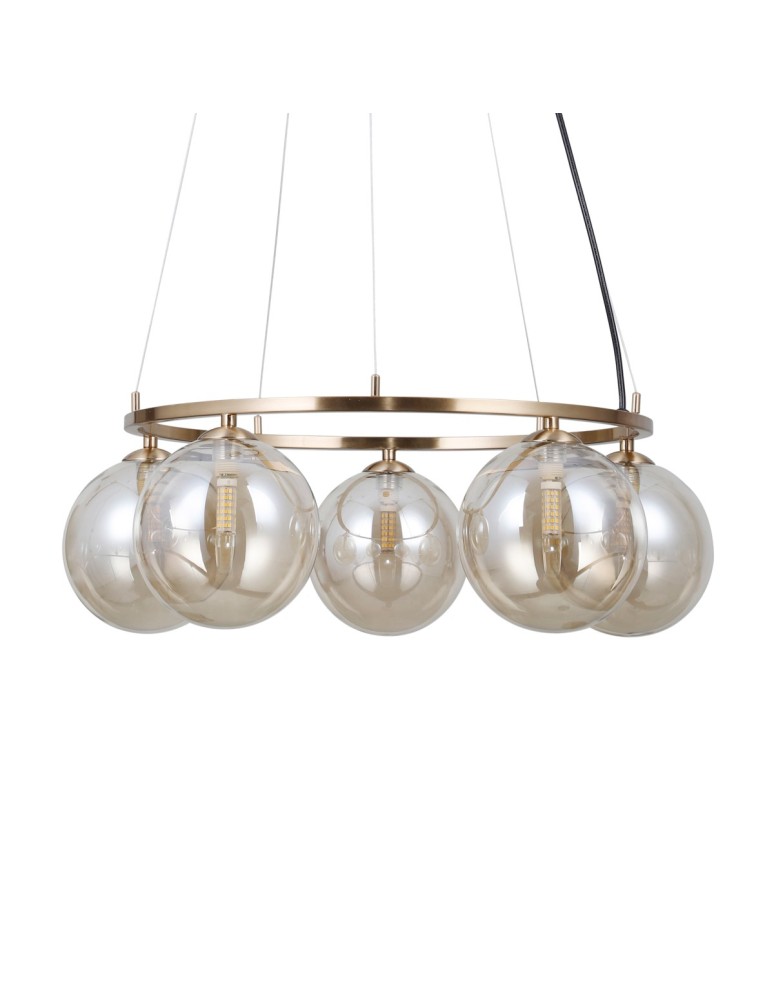 Lampy wiszące kule - ITALUX Molite Wisząca 5xG9 5W Złoty PND-1098-5R-HB - product kolory-swiatla.pl 2