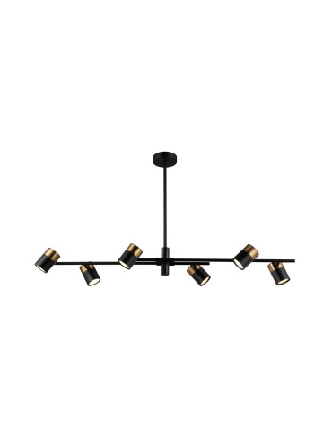 ITALUX Elice Wisząca 6xGU10 35W Czarny, mosiężny PND-58892-6-BK-BRO