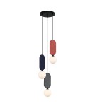 Lampy wiszące potrójne - ITALUX Lorenzo Wisząca 3xG9 25W Czerwony, niebieski, szary PND-59815A-3-MLTI - product 1