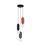 Lampy wiszące potrójne - ITALUX Lorenzo Wisząca 3xG9 25W Czerwony, niebieski, szary PND-59815A-3-MLTI - product 3