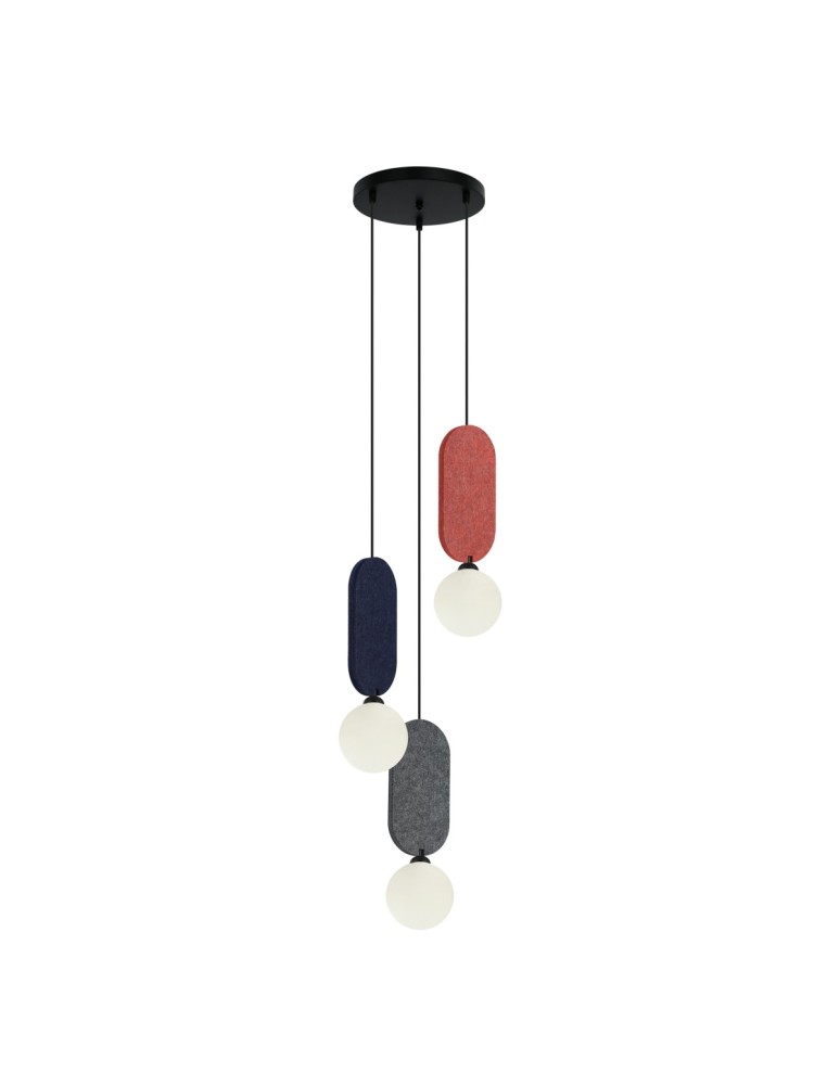 Lampy wiszące potrójne - ITALUX Lorenzo Wisząca 3xG9 25W Czerwony, niebieski, szary PND-59815A-3-MLTI - product kolory-swiatla.pl 3