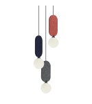 Lampy wiszące potrójne - ITALUX Lorenzo Wisząca 3xG9 25W Czerwony, niebieski, szary PND-59815A-3-MLTI - product 2