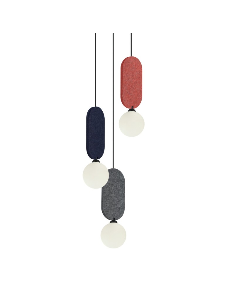 Lampy wiszące potrójne - ITALUX Lorenzo Wisząca 3xG9 25W Czerwony, niebieski, szary PND-59815A-3-MLTI - product kolory-swiatla.pl 2