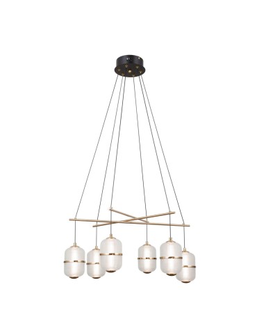ITALUX Alani Wisząca 6xLED 32W 3000K Czarny mat, złoty PND-34375-6-BK