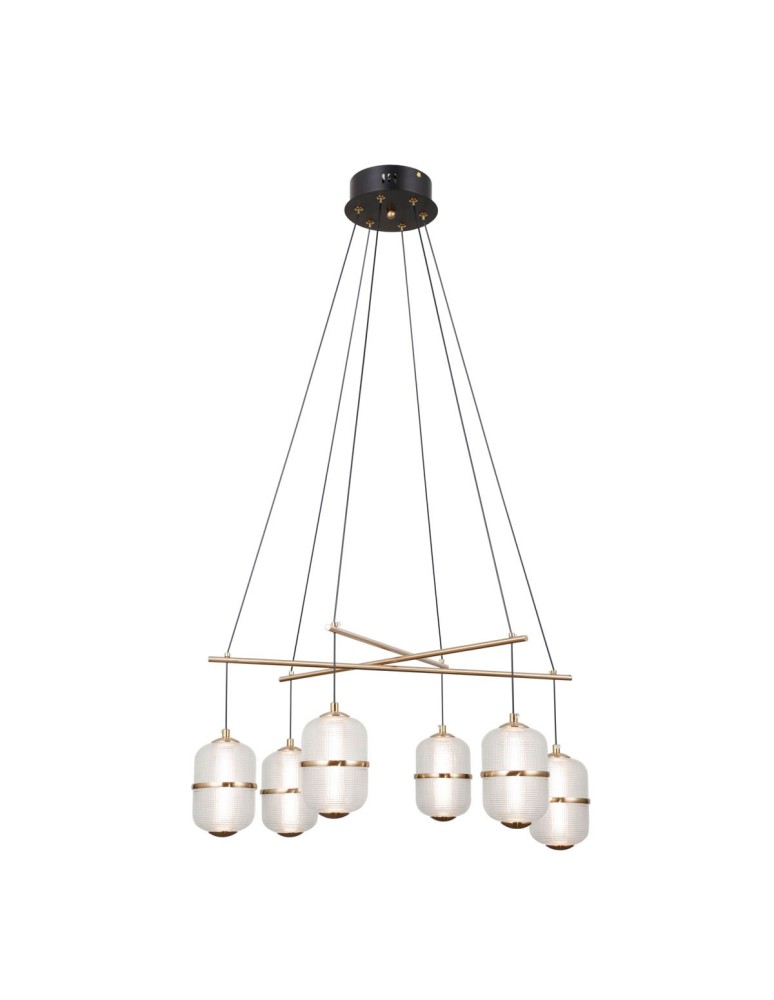 ITALUX Alani Wisząca 6xLED 32W 3000K Czarny mat, złoty PND-34375-6-BK