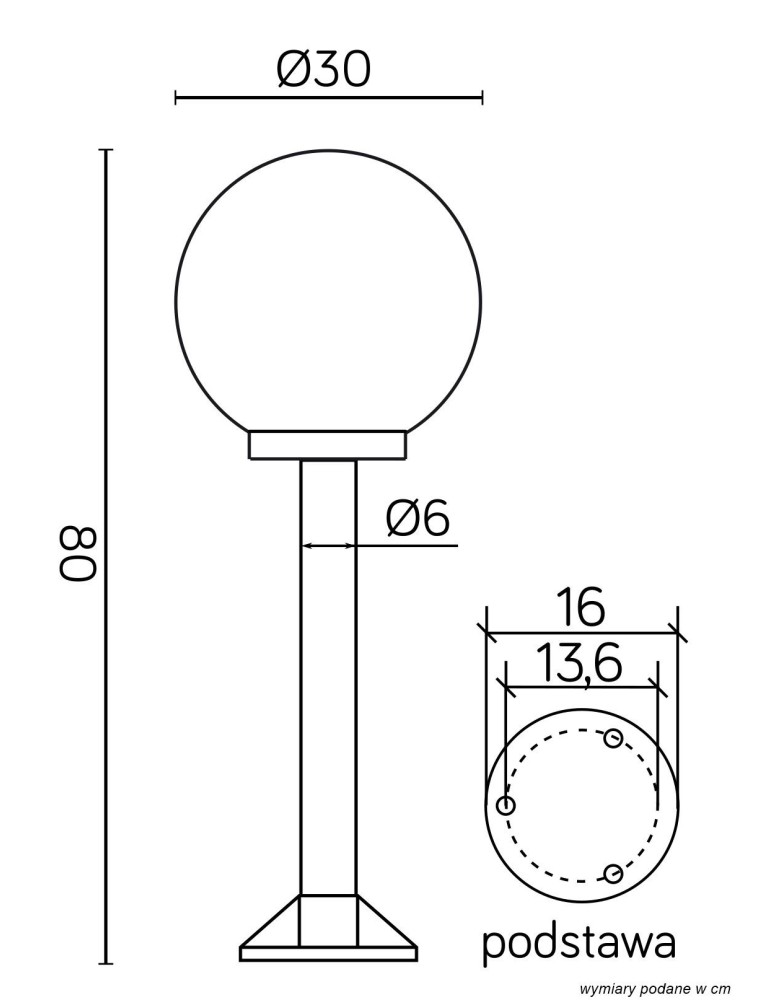 Lampy ogrodowe stojące - SU-MA Kule/Elipsy 60 K 5002/3/K (80 cm) Stojąca - product kolory-swiatla.pl 3