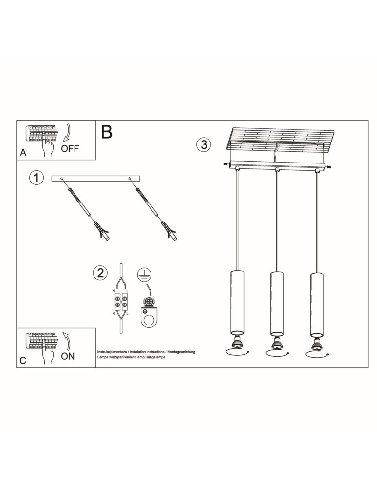 Sollux Lampa wisząca LAGOS 3L biały SL.0325 Sollux Lampa wisząca LAGOS 3L biały SL.0325
