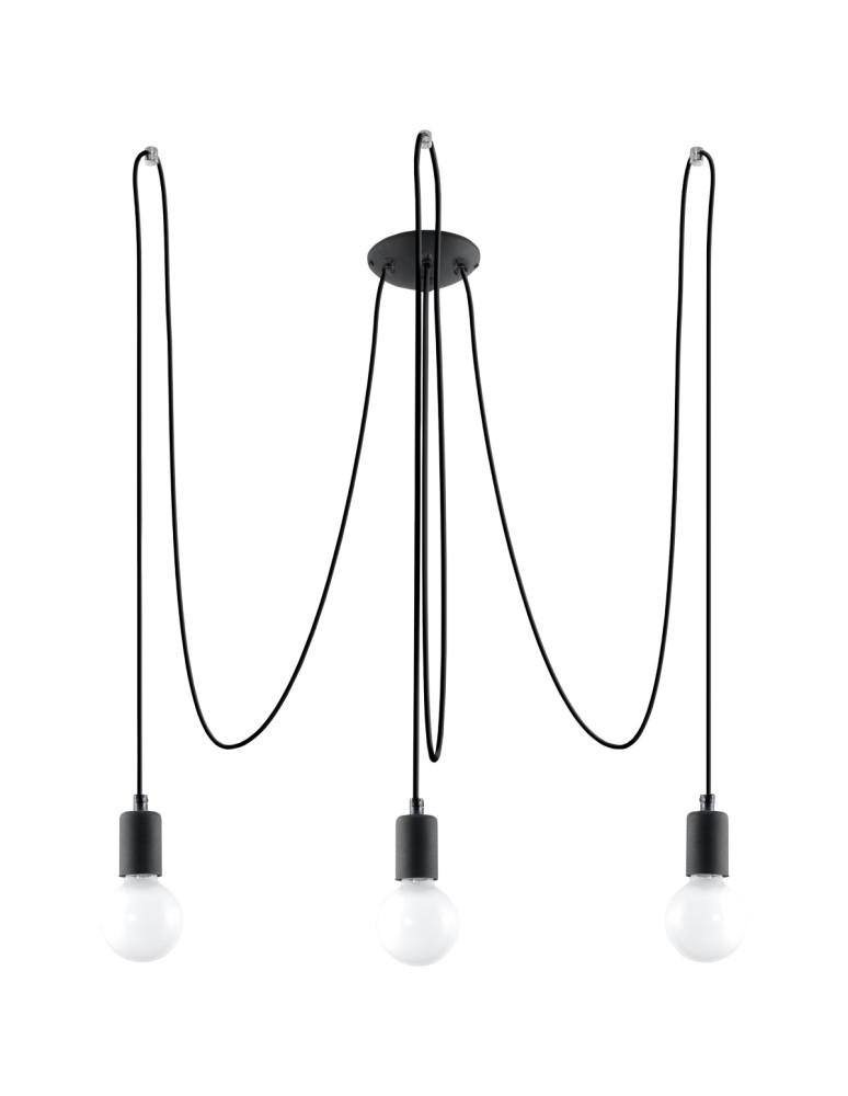 Sollux Żyrandol EDISON 3 czarny SL.0370 Sollux Żyrandol EDISON 3 czarny SL.0370