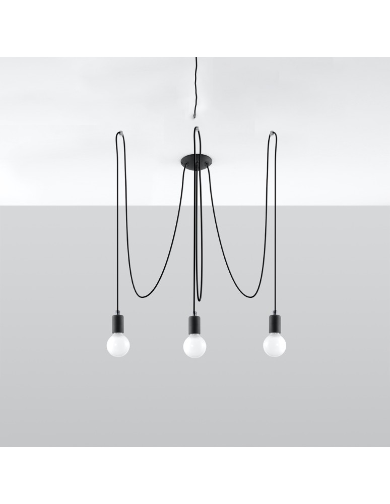 Sollux Żyrandol EDISON 3 czarny SL.0370 Sollux Żyrandol EDISON 3 czarny SL.0370