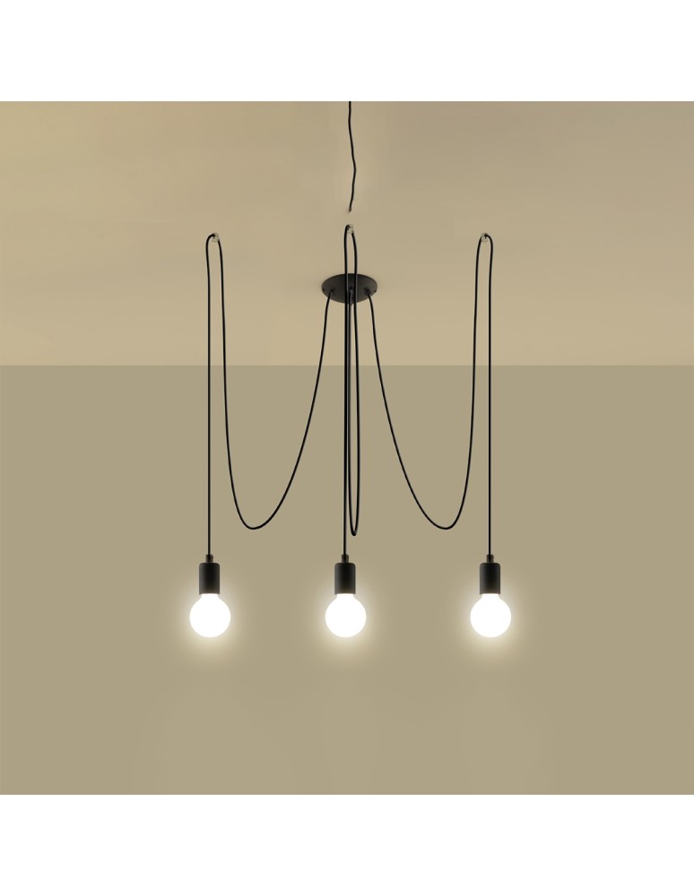 Sollux Żyrandol EDISON 3 czarny SL.0370 Sollux Żyrandol EDISON 3 czarny SL.0370