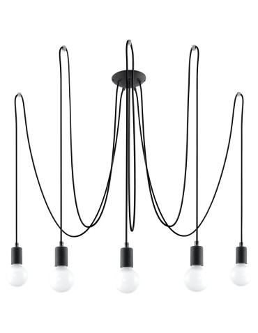 Sollux Żyrandol EDISON 5 czarny SL.0371