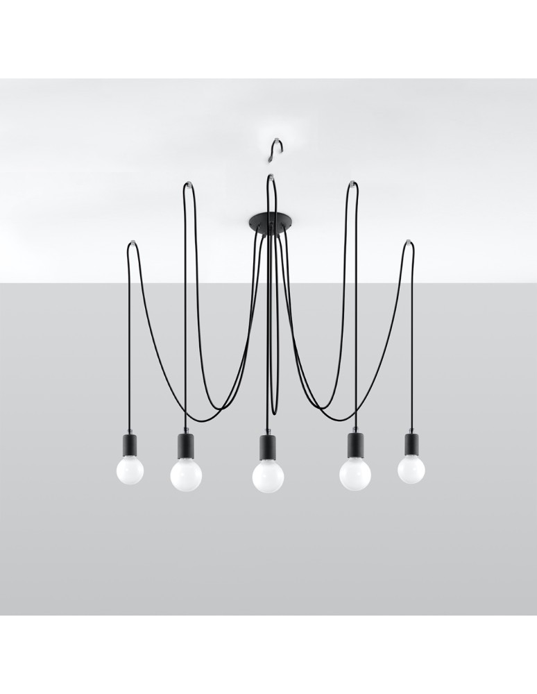 Sollux Żyrandol EDISON 5 czarny SL.0371 Sollux Żyrandol EDISON 5 czarny SL.0371