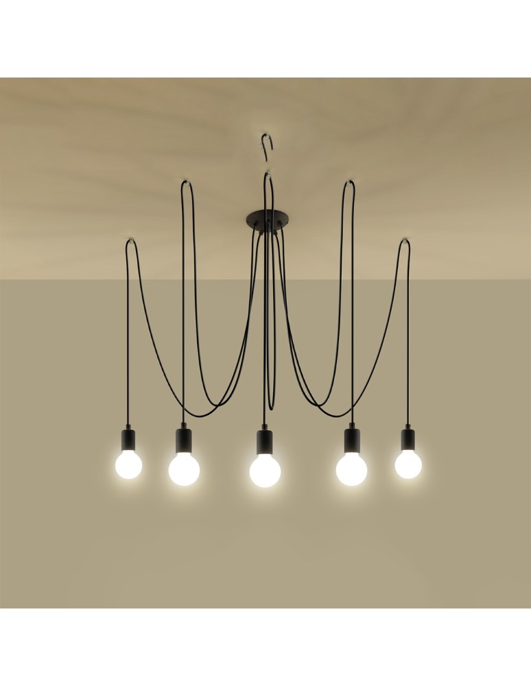 Sollux Żyrandol EDISON 5 czarny SL.0371 Sollux Żyrandol EDISON 5 czarny SL.0371