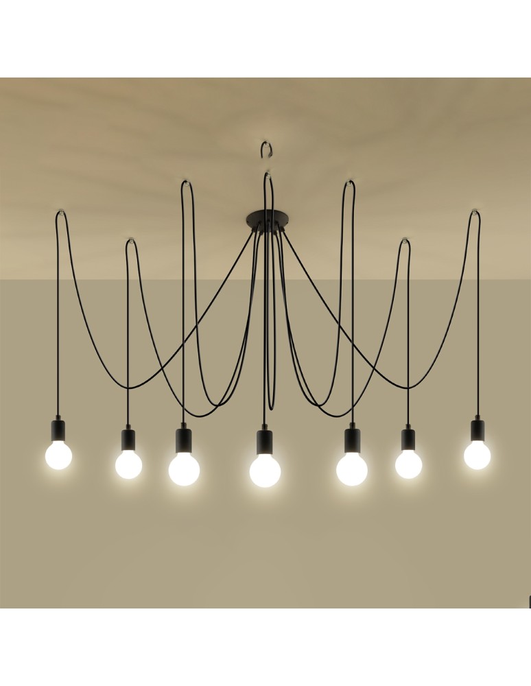Sollux Żyrandol EDISON 7 czarny SL.0372 Sollux Żyrandol EDISON 7 czarny SL.0372