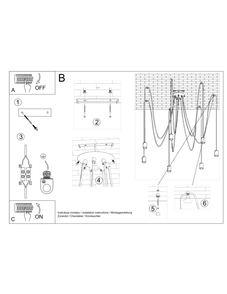 Sollux Żyrandol EDISON 7 czarny SL.0372 Sollux Żyrandol EDISON 7 czarny SL.0372