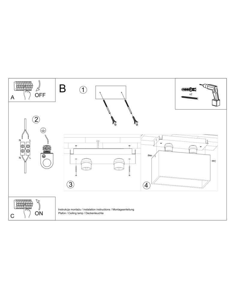 Sollux Plafon QUAD MAXI szary SL.0382 Sollux Plafon QUAD MAXI szary SL.0382