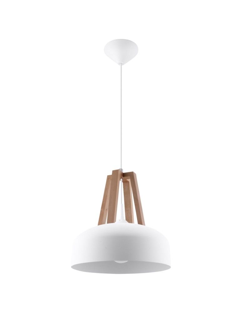 Sollux Lampa wisząca CASCO biała/naturalne drewno SL.0388