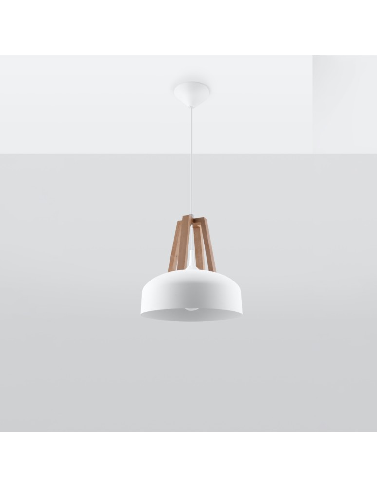 Sollux Lampa wisząca CASCO biała/naturalne drewno SL.0388 Sollux Lampa wisząca CASCO biała/naturalne drewno SL.0388