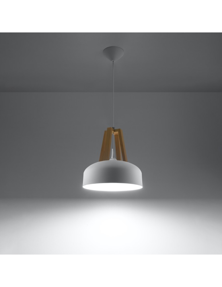 Sollux Lampa wisząca CASCO biała/naturalne drewno SL.0388 Sollux Lampa wisząca CASCO biała/naturalne drewno SL.0388