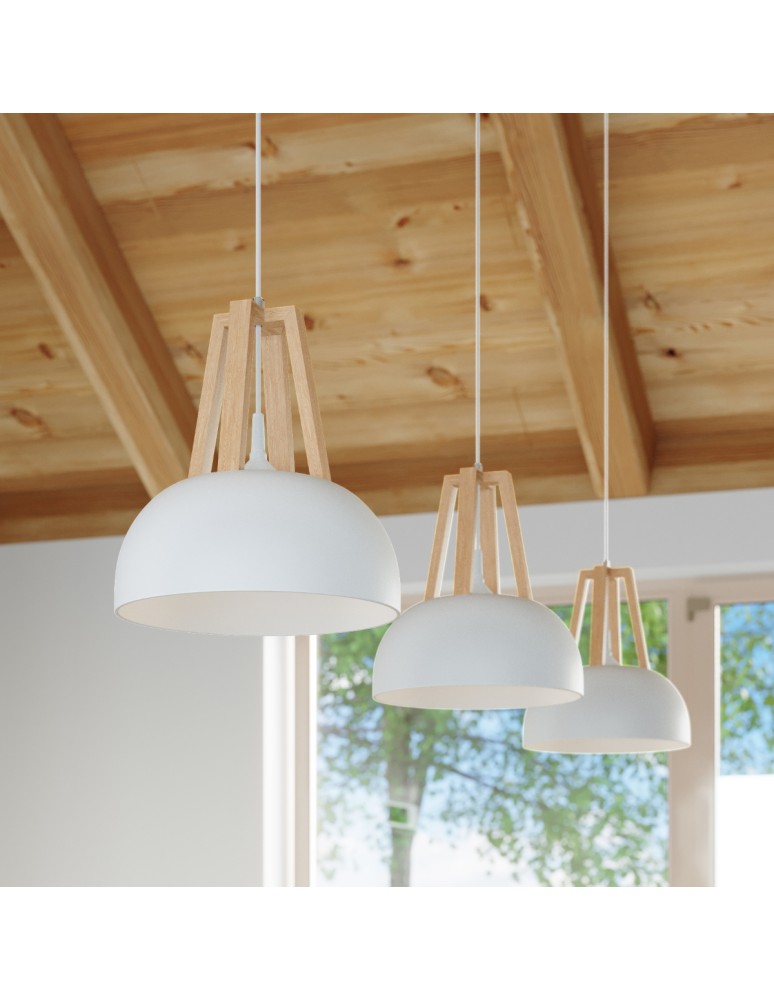 Sollux Lampa wisząca CASCO biała/naturalne drewno SL.0388 Sollux Lampa wisząca CASCO biała/naturalne drewno SL.0388