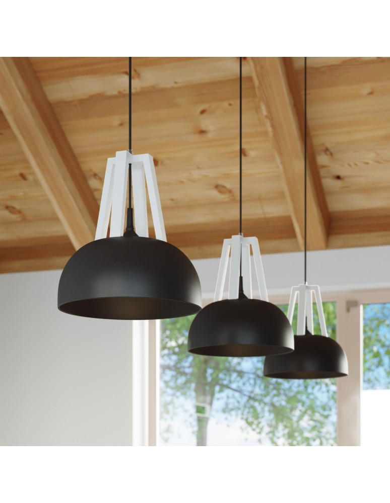 Sollux Lampa wisząca CASCO czarna/biała SL.0389 Sollux Lampa wisząca CASCO czarna/biała SL.0389