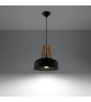 Sollux Lampa wisząca CASCO czarna/naturalne drewno SL.0390 Sollux Lampa wisząca CASCO czarna/naturalne drewno SL.0390