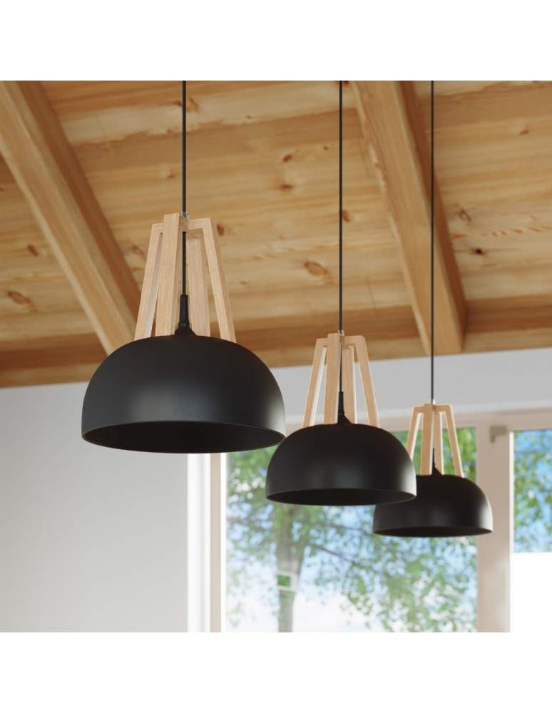 Sollux Lampa wisząca CASCO czarna/naturalne drewno SL.0390 Sollux Lampa wisząca CASCO czarna/naturalne drewno SL.0390