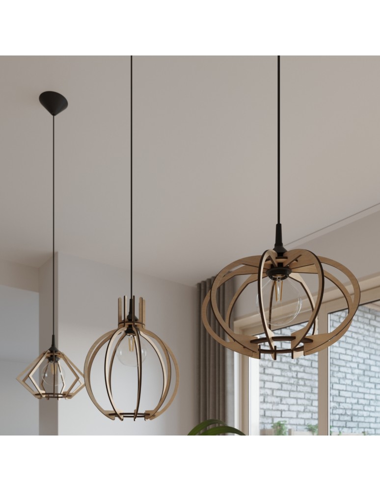 Sollux Lampa wisząca POMPELMO naturalne drewno SL.0393